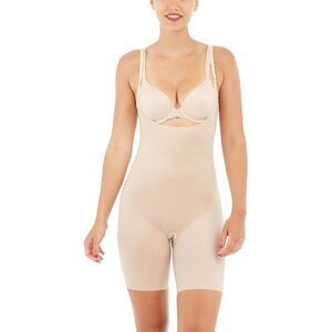 Spanx Thinstincts 2.0 Women 3X Beige Stretch Open-Bust Mid Thigh Bodysuit JDM470